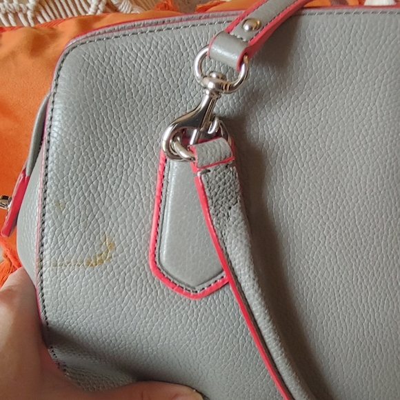 Coach Grey and Red Satchel Bowler Handbag - Picture 8 of 11